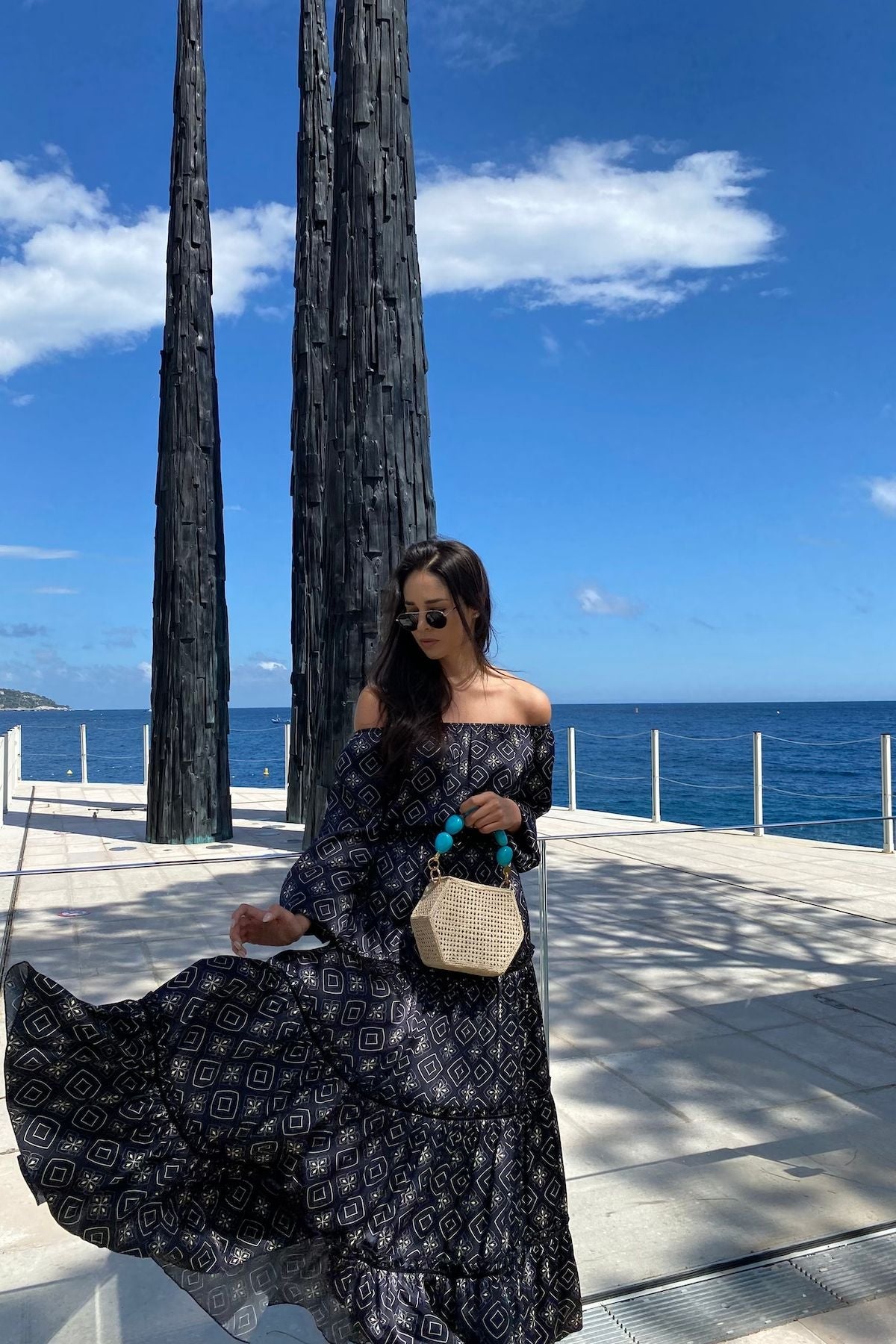 Marlea Marine Maxi Skirt Silk