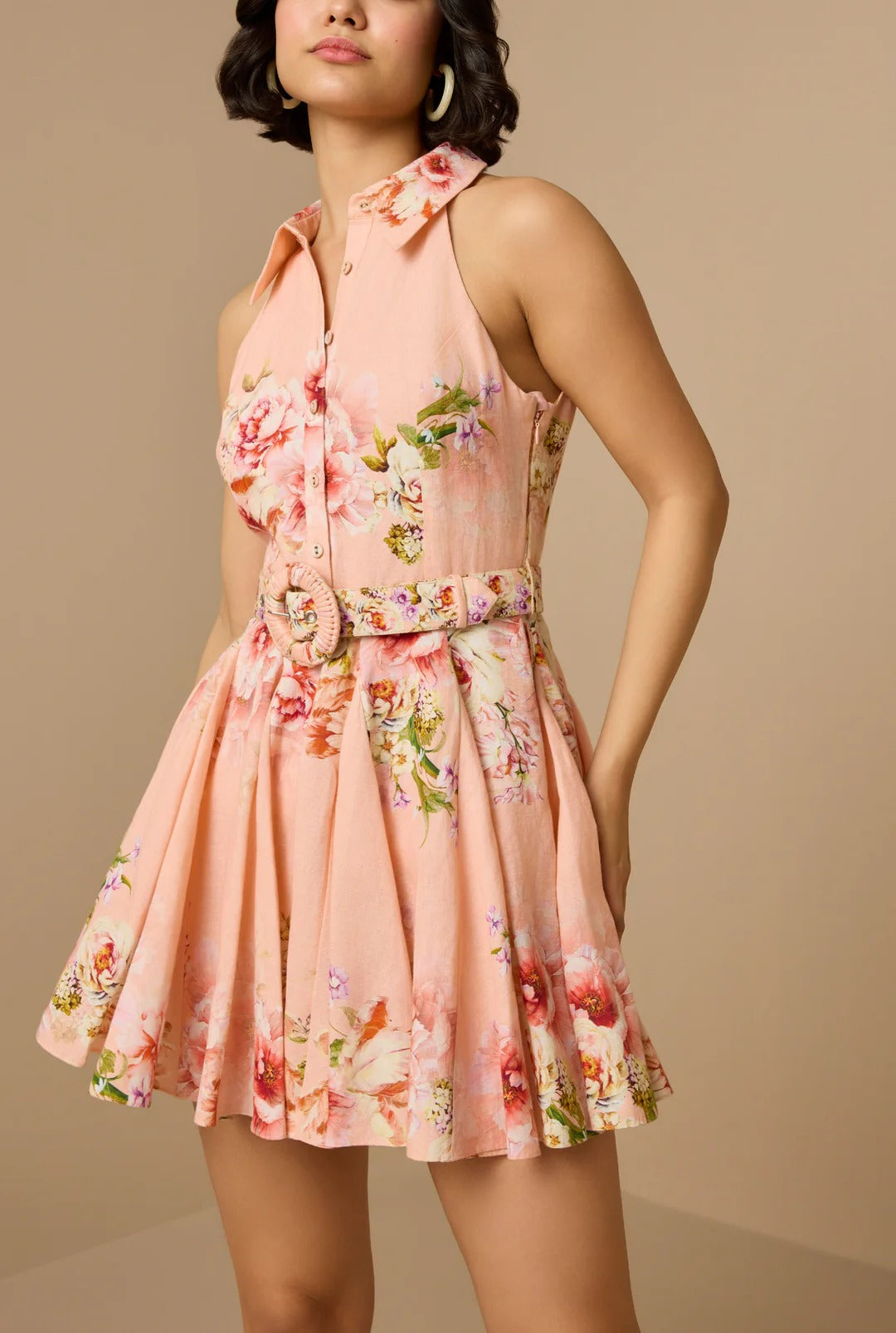 Hemant & Nandita Kavi Short Dress With Buckle Belt