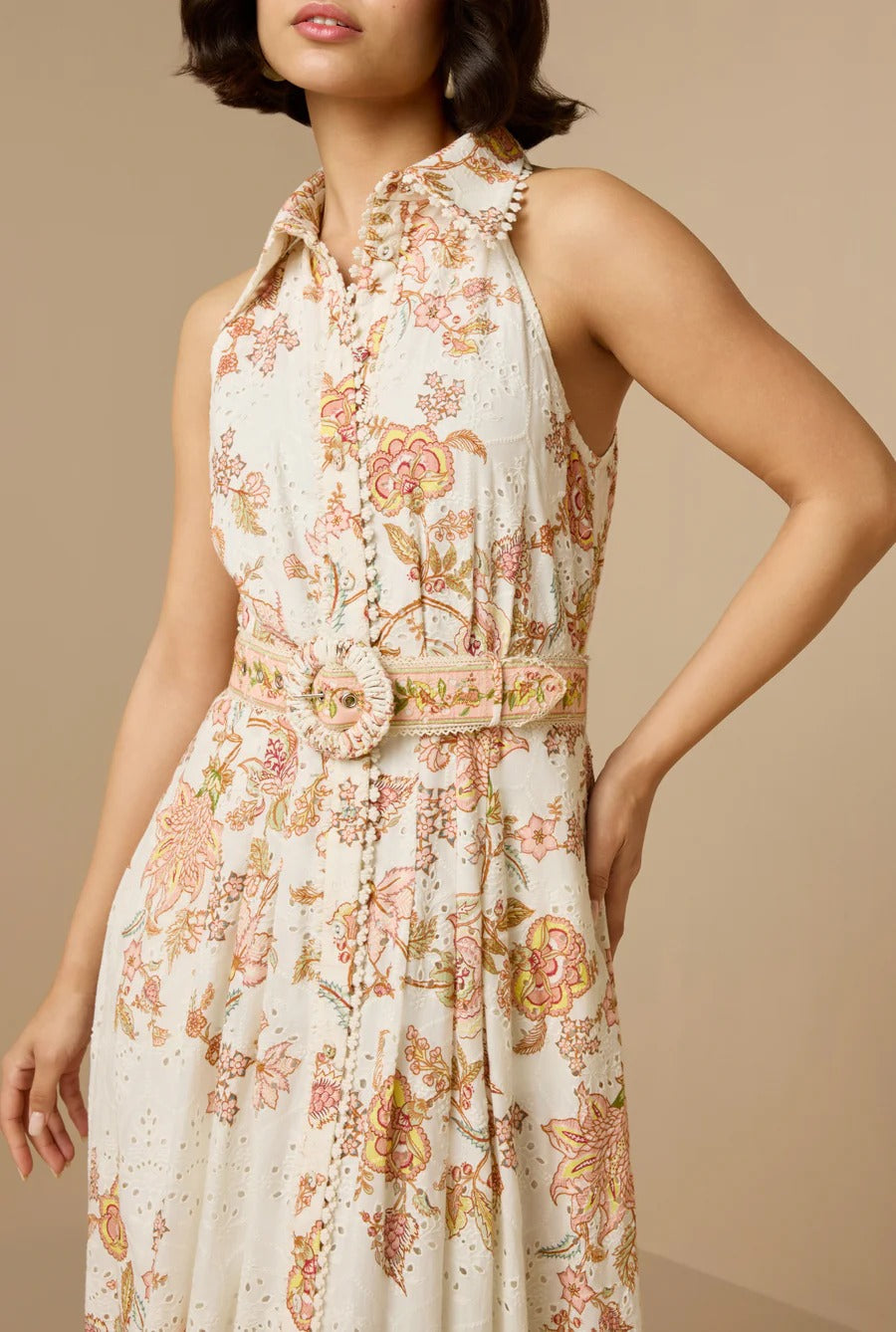 Hemant & Nandita Niti Long Shirt Dress W/Buckle Belt