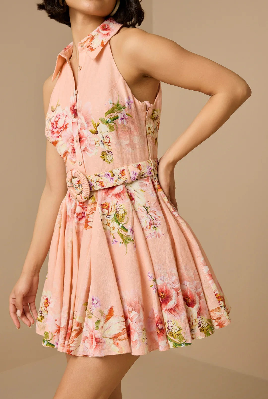 Hemant & Nandita Kavi Short Dress With Buckle Belt