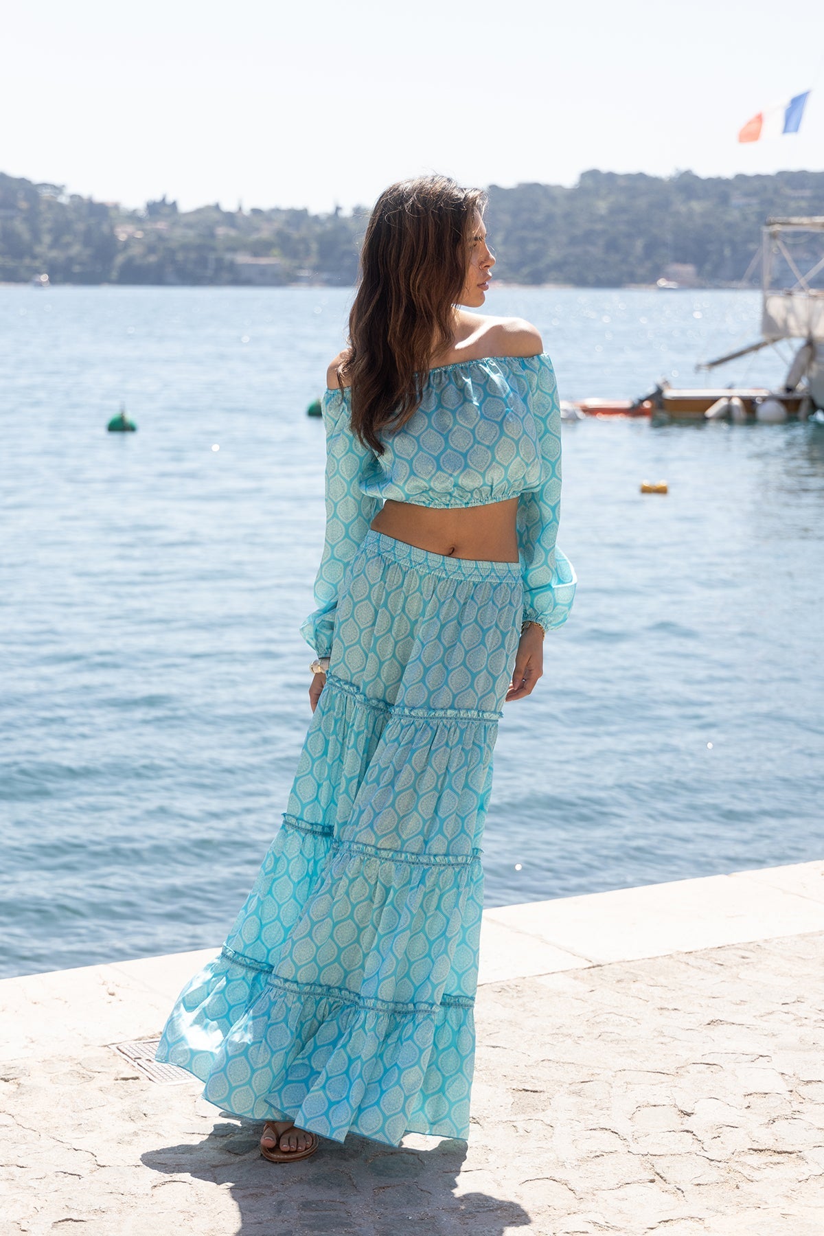 Marlea Marine Maxi Skirt Silk