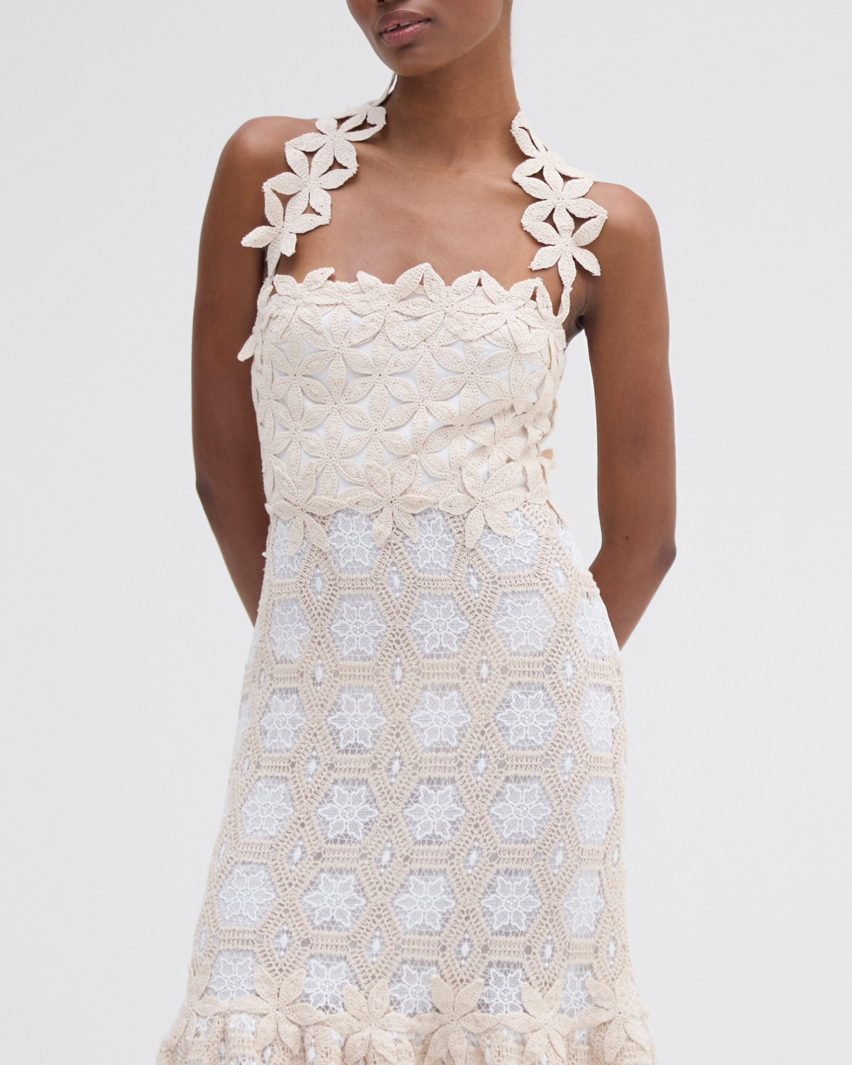 PatBo Natural Crochet Midi Dress