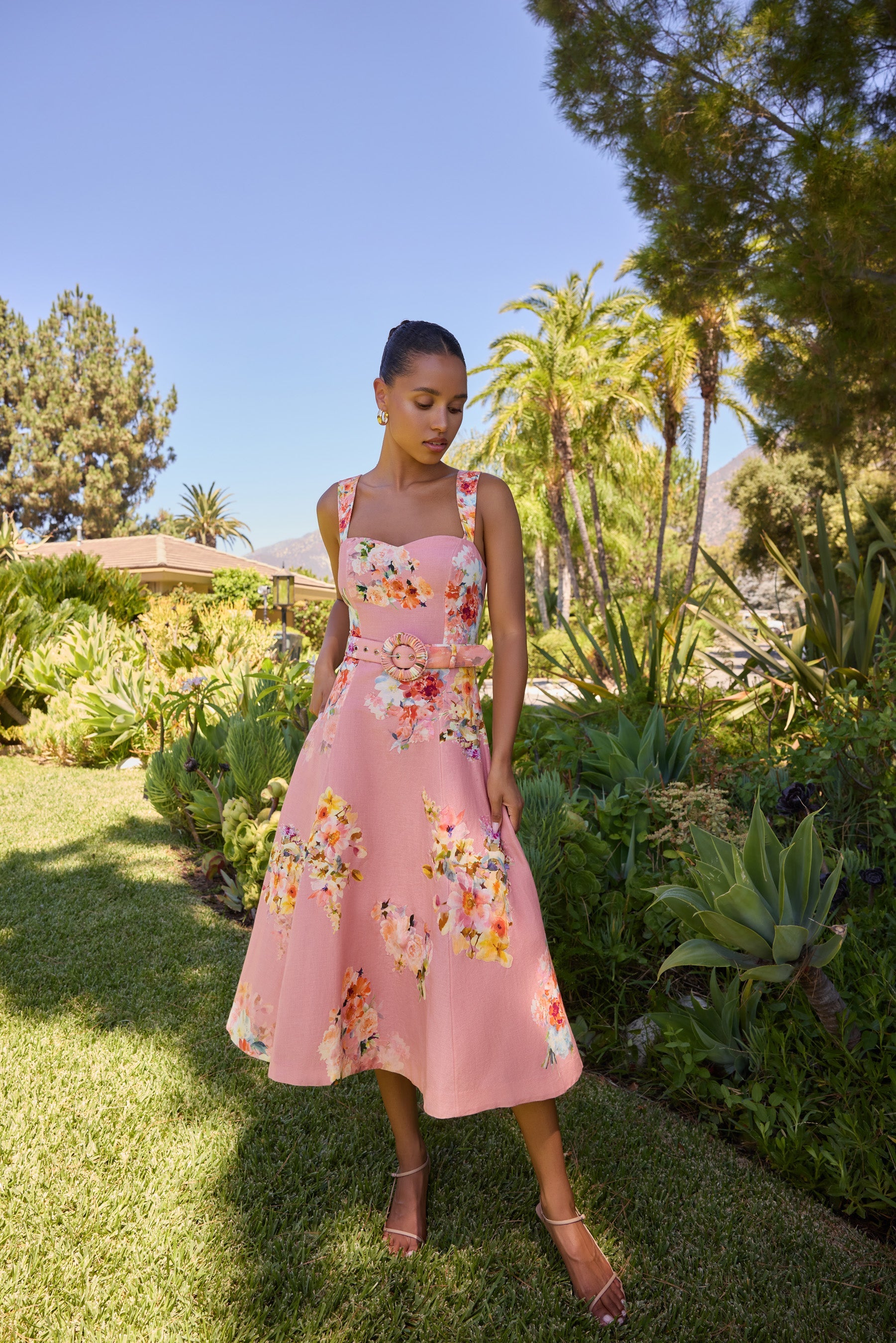 Hemant & Nandita Saba Midi Dress W/ Buckle Belt