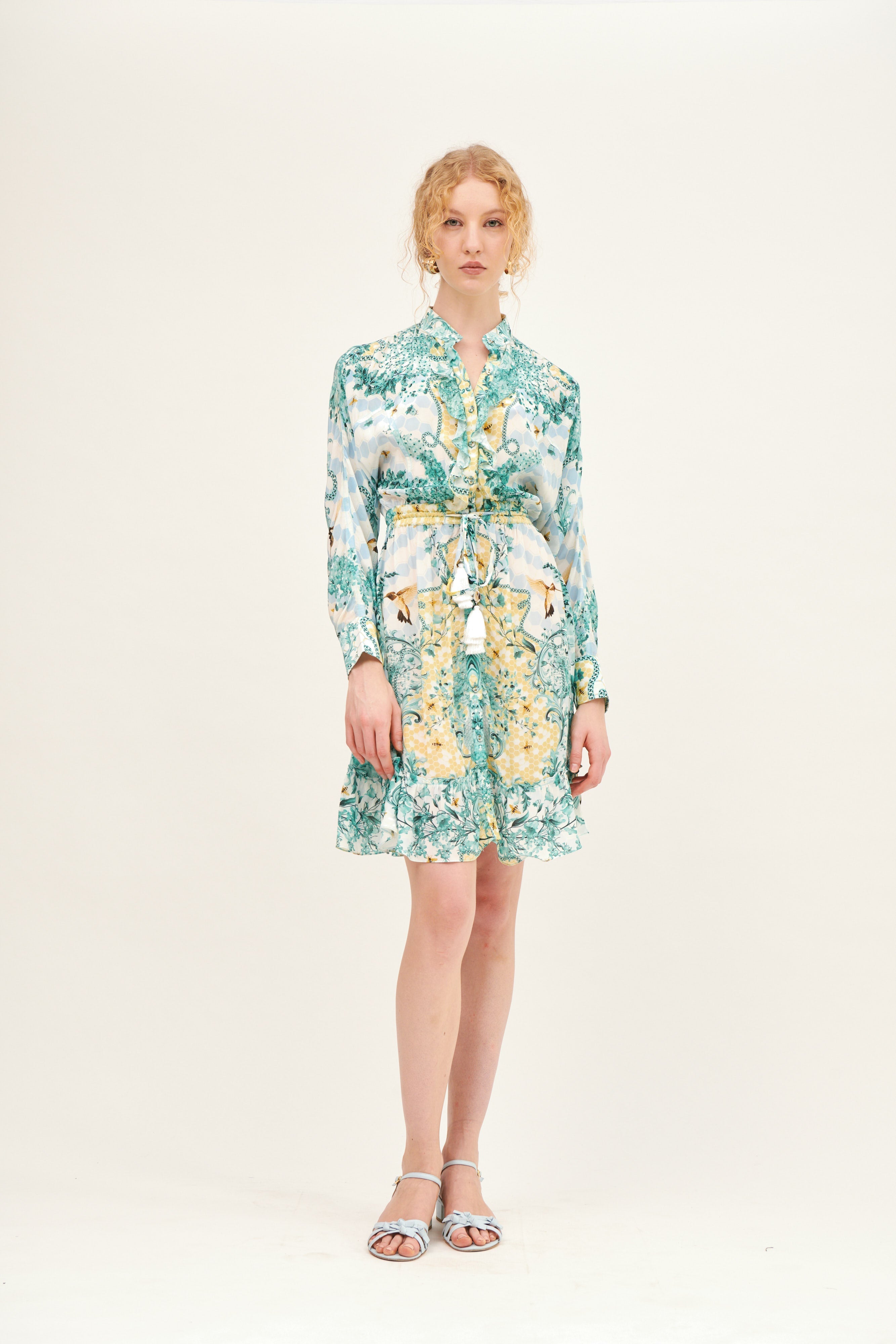 Kore’ Short dress long sleeves with ruffle