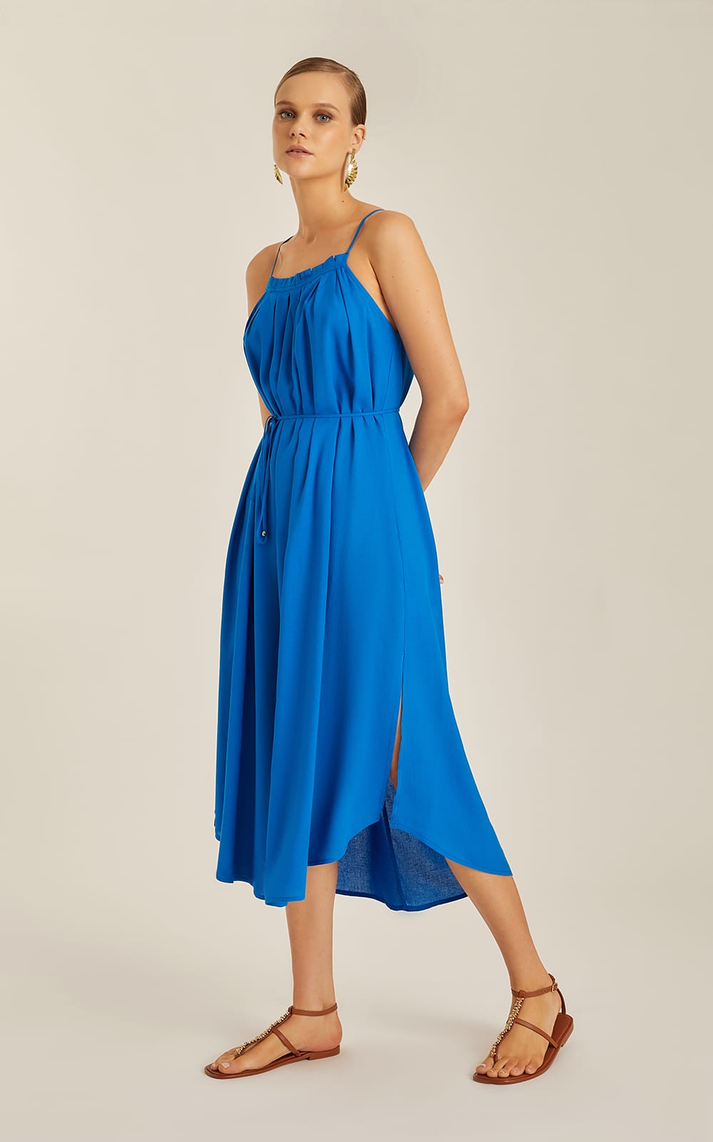 Lenny Pleated Neckline Dress