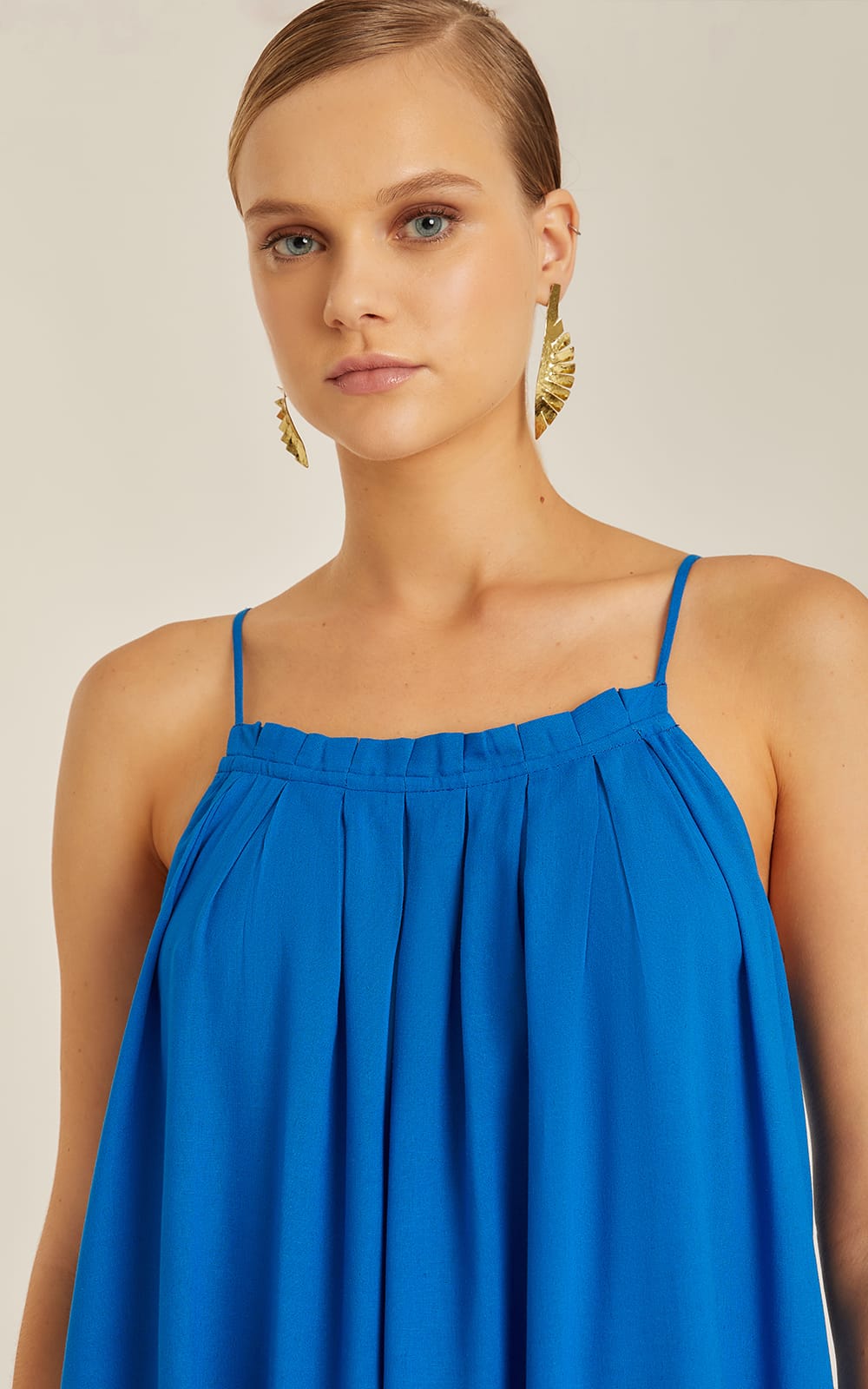Lenny Pleated Neckline Dress